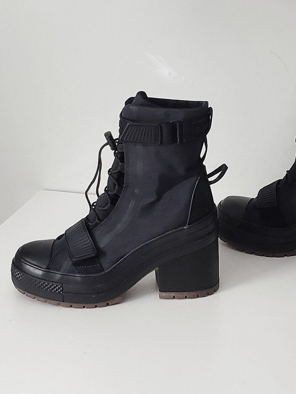 Converse Black Chuck Taylor All Star GR82 Chunky Heel Boots Size 7.5 - Picture 3 of 11